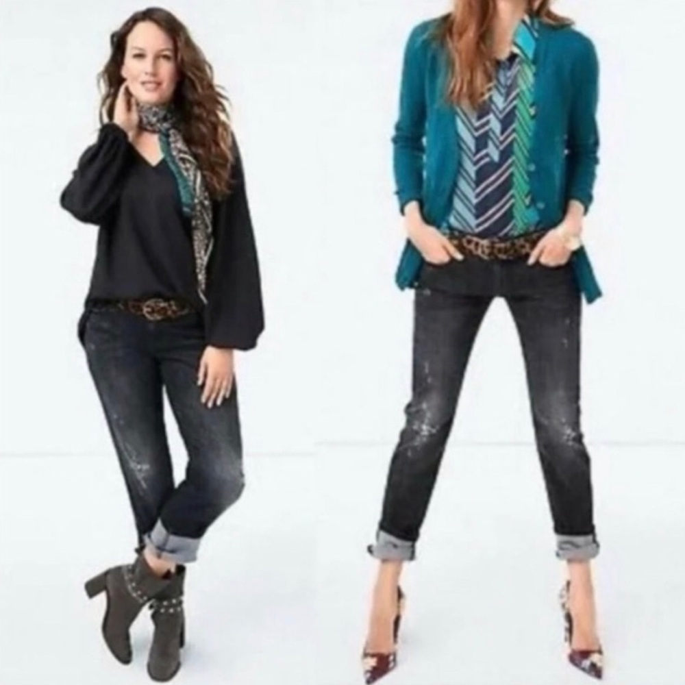 Cabi #3749 Kate Slim Boyfriend Shadow Wash Black Denim Jeans Women’s Size 2